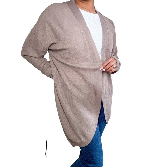 Aritzia Babaton Lucida Open Front Cardigan Long Sweater XS Brown Lightweight - Picture 9 of 10